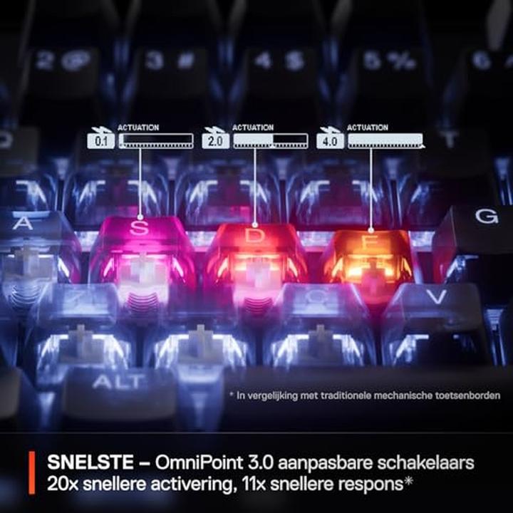 Actual product image SteelSeries | Gaming Keyboard | Apex Pro Gen 3 | Wired | US Layout | Black | USB-C | OmniPoint 3.0 Adjustable Hy (US, Cable)