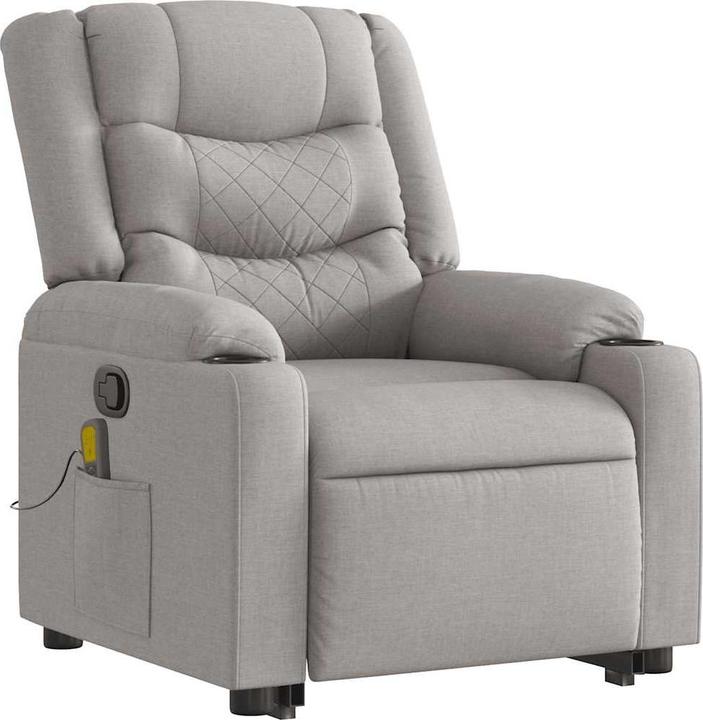 Immagine prodotto vidaXL Poltrona massaggiante con ausilio per la risalita in piedi in tessuto grigio Cloud