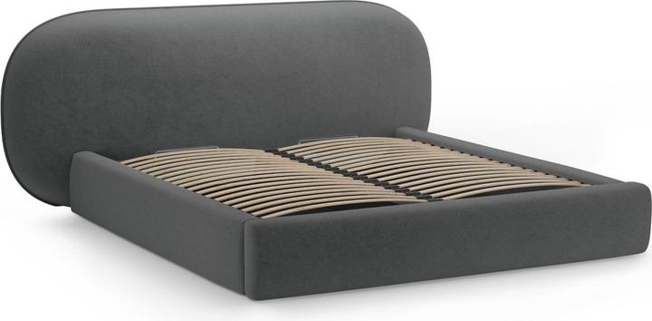 Actual product image Micadoni Storage Bed With Headboard, "Ovalo", Dark Grey, 234x250x96 Made in Europe (160 x 200 cm)