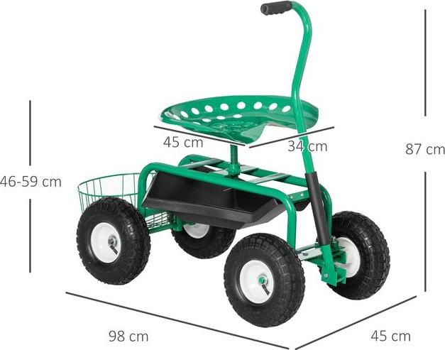 Produktbild Swisshandel24 Gartenwagen Werkstattwagen Gartensitz mit Drehsitz Ablagekorb höhenverstellbar 150 kg Tragkraft Meta