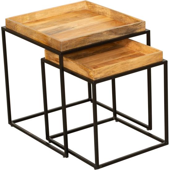 Garden Pleasure, Gartenbeistelltisch + Gartenservierwagen, Das Beistelltisch BANGALORE, 2er-Set beeindruckt durch sein f...