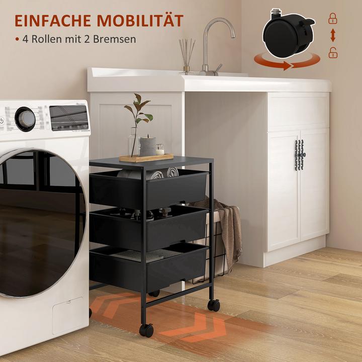 Image du produit Homcom Rollwagen Stahl, Kunststoff Schwarz