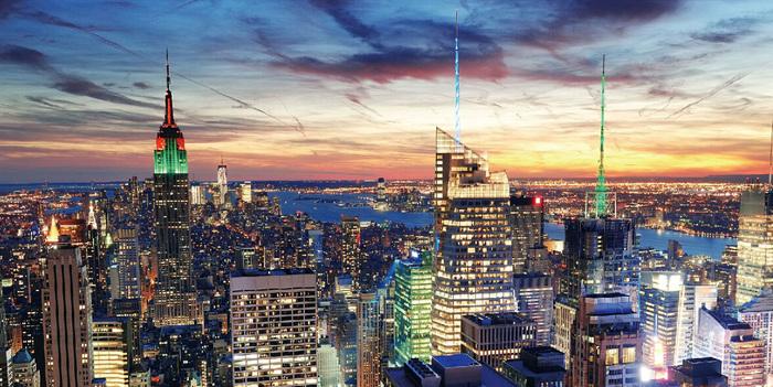 Image du produit Swisshandel24 Tableau LED, tableau lumineux sur toile, minuterie - 100x50cm New York, scintillant (100 x 50 cm)