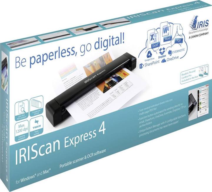 Image du produit Iris Scanner à feuilles pour documents Express 4 458510 (A4, USB, câble USB) (USB)