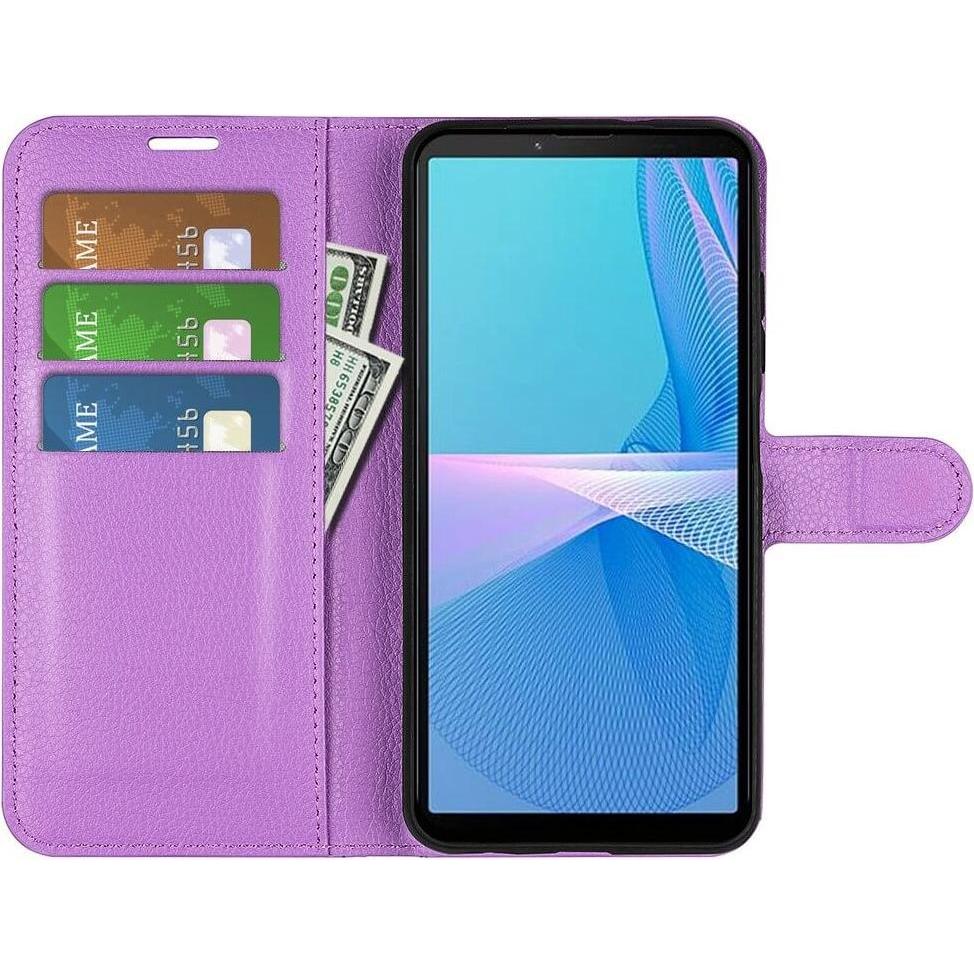 Thumbnail - Cover-Discount Sony Xperia 10 IV - Leder Etui Hülle violett (Sony Xperia 10 IV), Smartphone Hülle, Violett