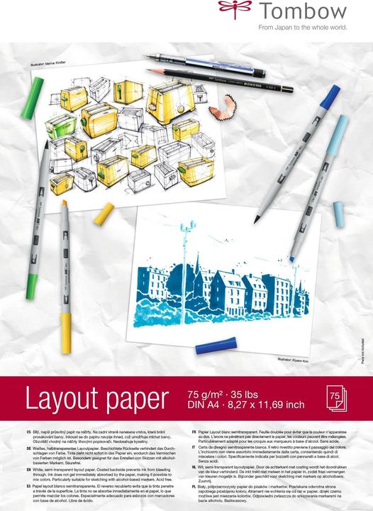 Produktbild Tombow Zeichenblock Layout (A4, Blanko, Harter Einband)