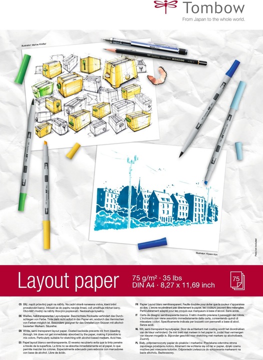 Actual product image Tombow Drawing pad Layout A4 75 sheets (A4, Plain, Soft cover)