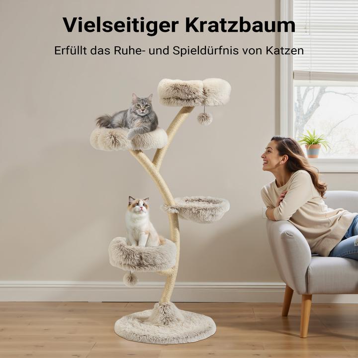 Produktbild Wiltec Designer Kratzbaum (155 cm, Creme, Grau)