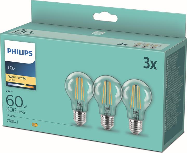 Produktbild Philips Lampe (E27, 7 W, 806 lm, 3 x, E)