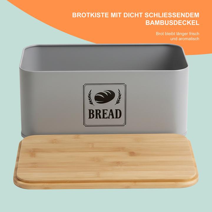 Actual product image Relaxdays Brotkasten mit Bambusdeckel Retro-Design