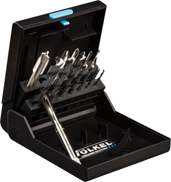 Actual product image Völkel GRÜNRING Maschinengewindebohrer Satz 14 tlg. M3 - M12 HSS-E DIN 371/376 ( 47856 )