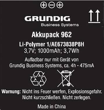 Immagine prodotto Grundig Pacco batteria 962