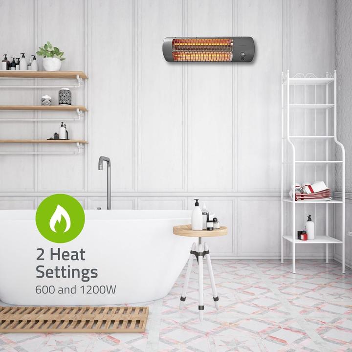 Actual product image Nedis HTBA10GY Bathroom Rapid Heater 1200W 12m² Grey (1200 W)