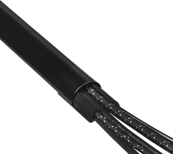 Actual product image Hama Aluminium cable duct, half-round, 110 x 3.3 x 1.8 cm, black (Duct, 110 cm)