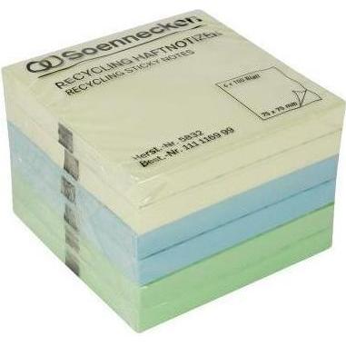 Soennecken, Haftnotiz, Haftnotiz Recycling Masse: 75 x 75 mm (B x H) Farbe: farbig sortiert (75 x 75 mm)