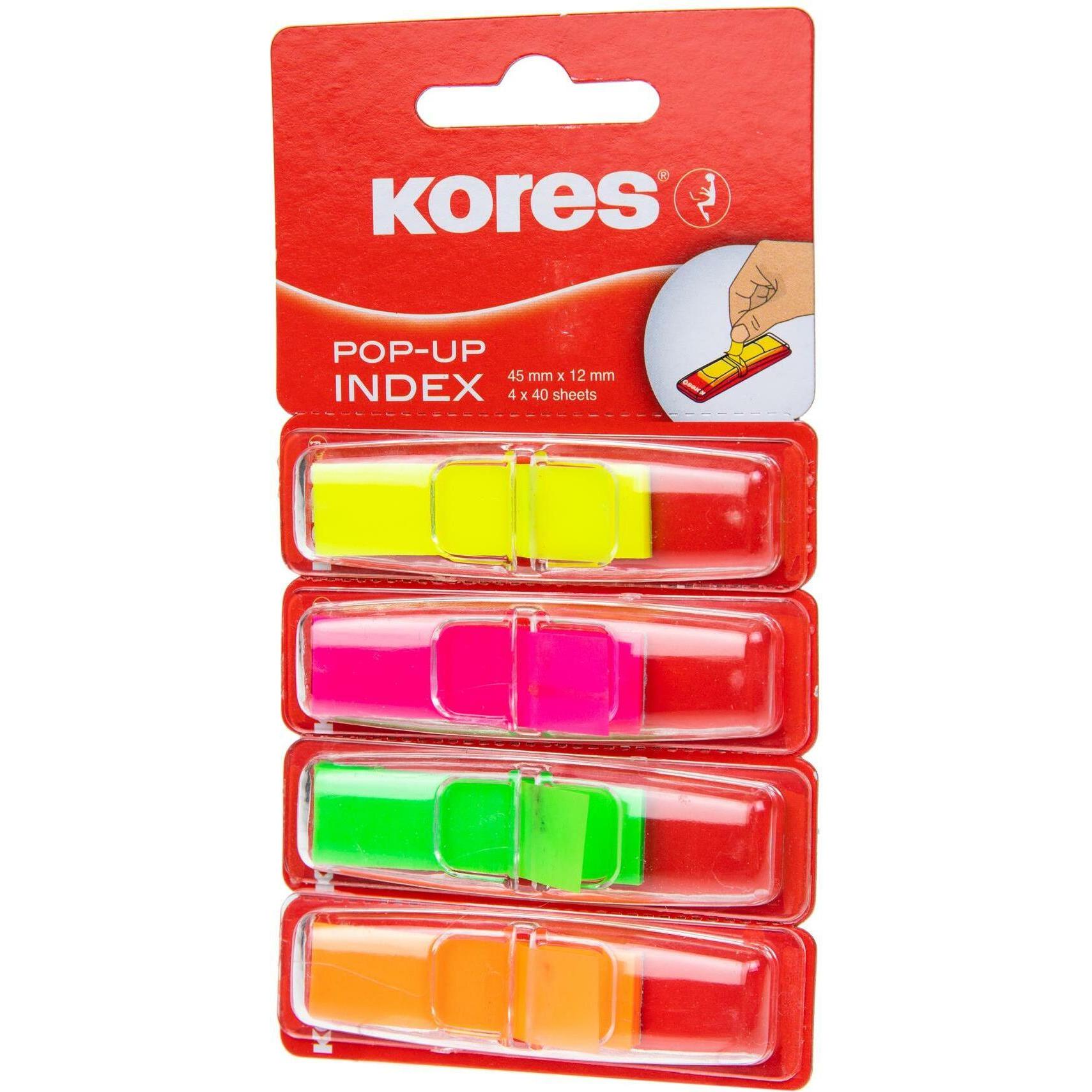 Kores, Haftnotiz, Page Marker Pop-Up Mehrfarbig, 160 Stück (45 x 12 mm)