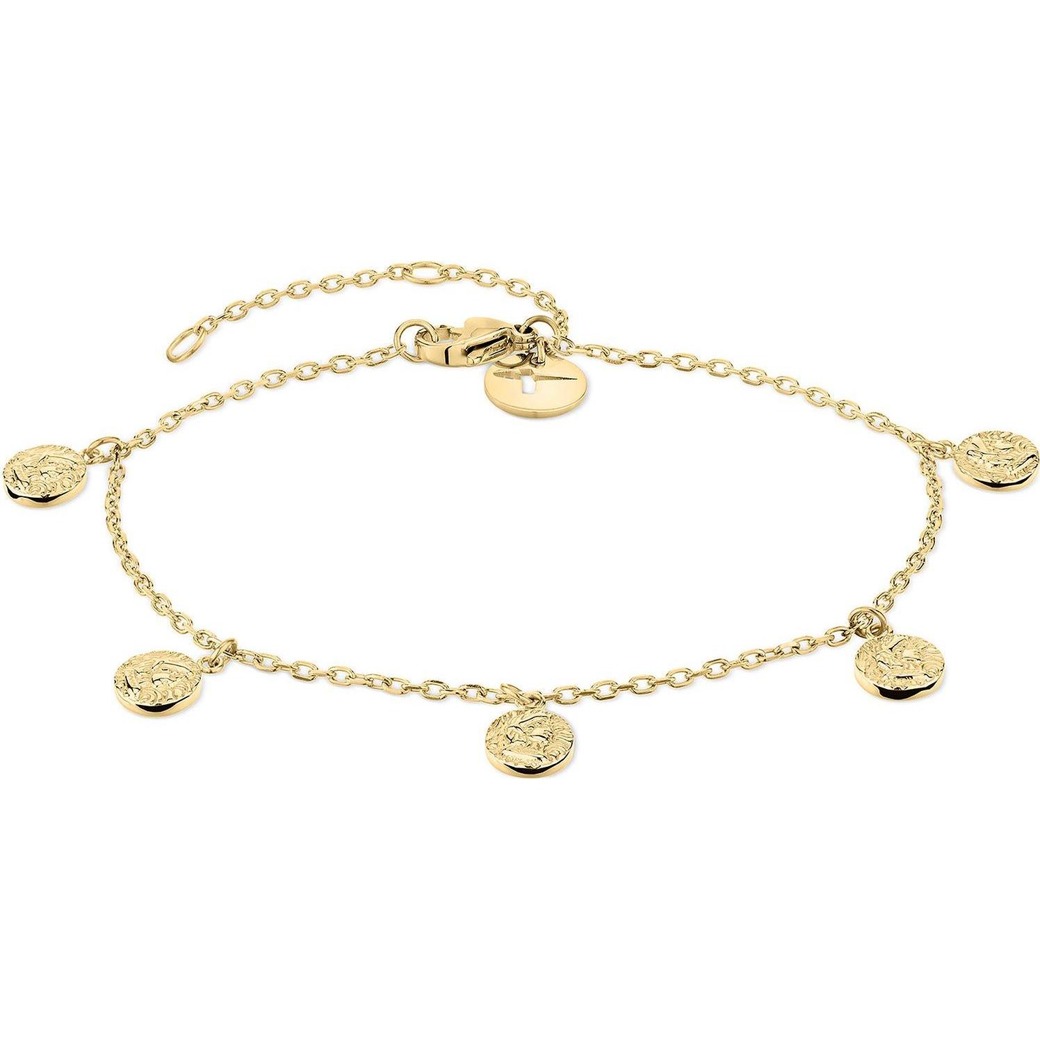 Tamaris, Armschmuck, Trendy gold-plated bracelet with Coins pendants TJ-0451-B-21, (21 cm, Edelstahl)