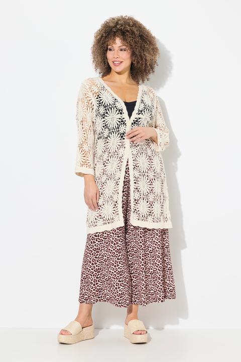 Produktbild Ulla Popken Strickjacke, Blüten, Wellenkanten, V-Ausschnitt, Langarm (50, 52)