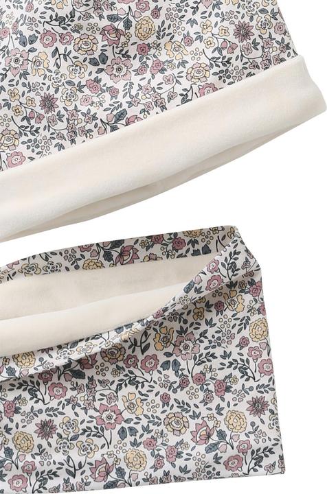 Produktbild Vertbaudet Geblümtes Baby-Set: Mütze & Rundschal mit Teddyfleece-Futter (62/68)