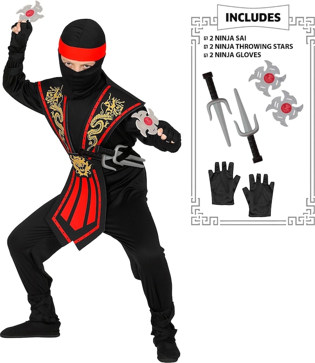 Actual product image Widmann Kombat ninja with weapon set (116)