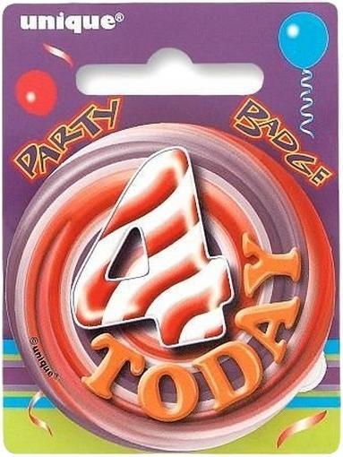 Actual product image Unique Party Today Contrast Striped 4th Birthday Badge