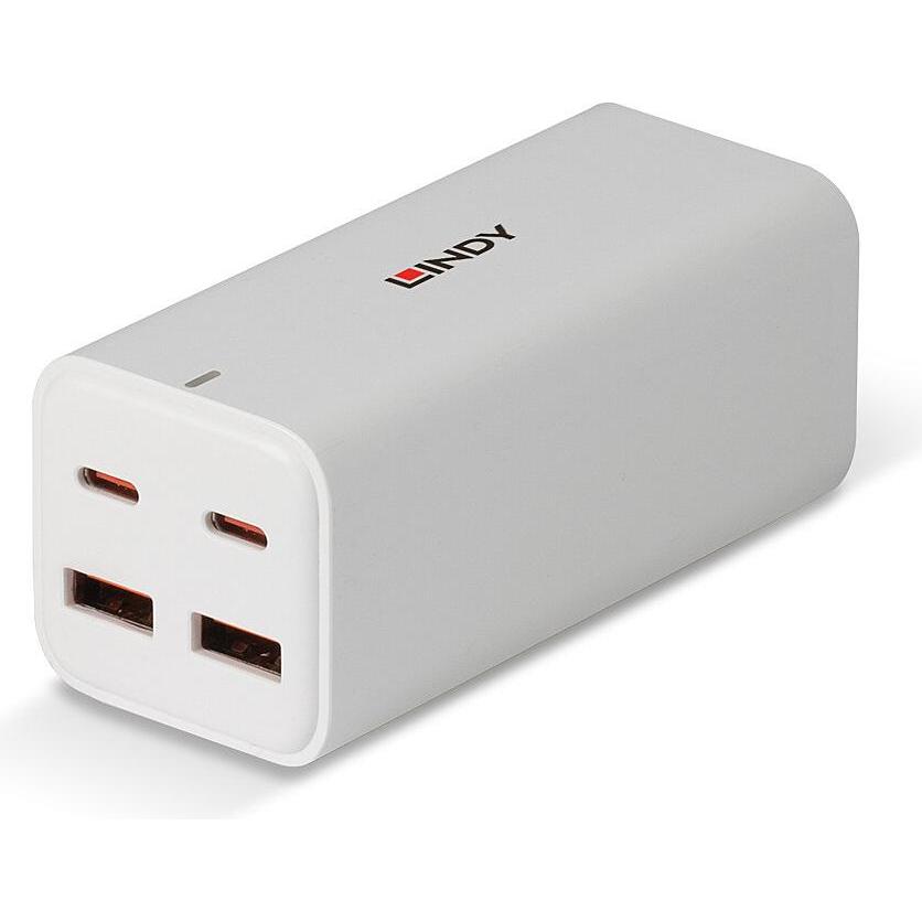 Lindy 100W 4-Port USB Type A & C (100 W), USB Ladegerät, Weiss