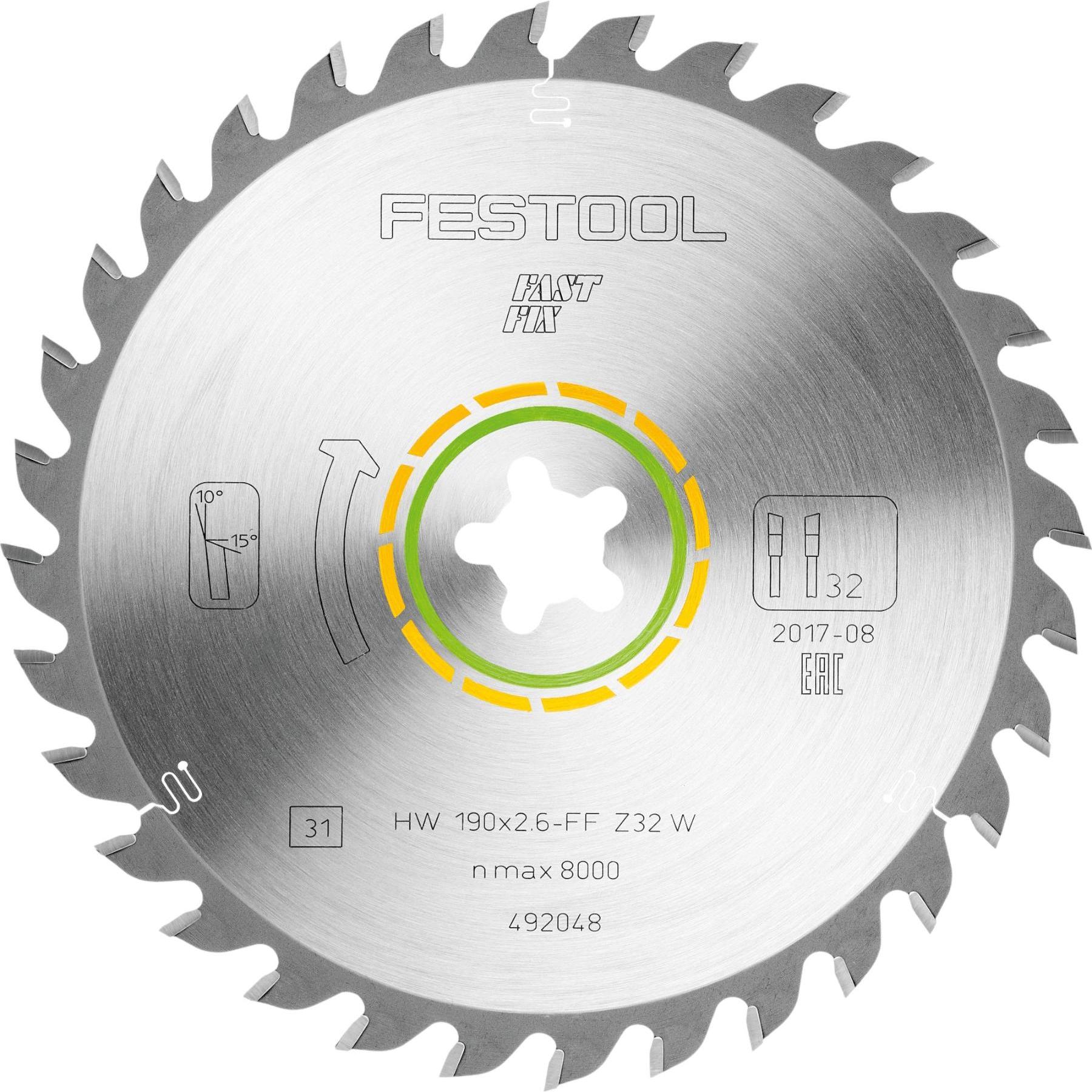 Festool, Sägeblatt, Kreissägeblatt HW 190x2,6 FF W32