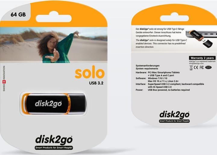 Image du produit Disk2go Clé USB solo 64 Go (64 Go, USB-C)