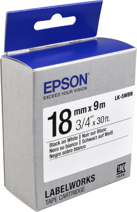 Actual product image Epson Label Cassette Lk-5wbn (1.80 cm, Black)