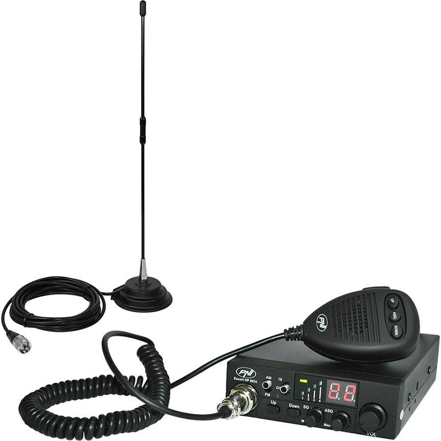 Thumbnail - PNI CB ESCORT HP 8024 ASQ-Radiopaket, 4 W, AM-FM, 12/24 V + Extra 40 CB-Antenne mit Magnet 5–7 k, Netzwerk Zubehör