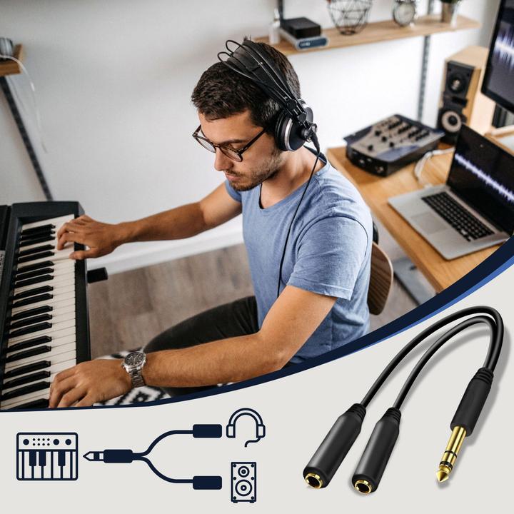 Image du produit Avizar Adaptateur/diviseur jack 6,35 mm / double jack 6,35 mm femelle (éclats)