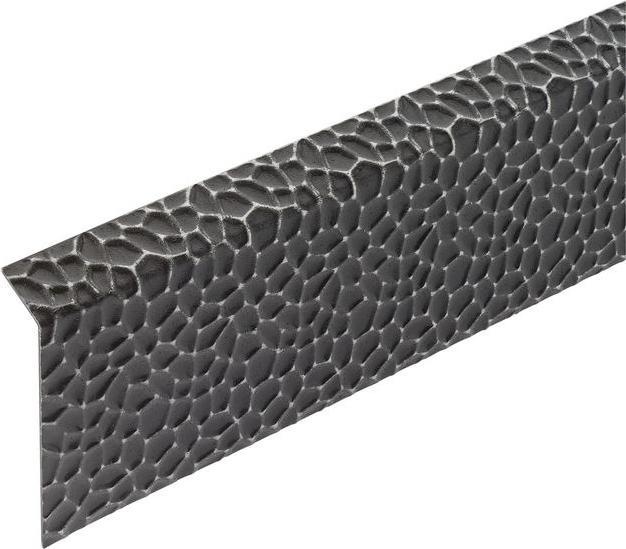 Produktbild Sockelblech gekröpft 118° gehämmert geschwärzt Skizze 2
