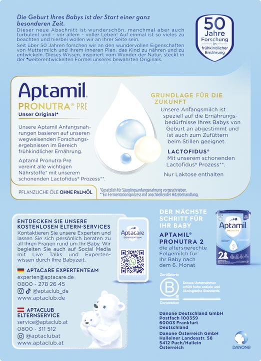 Image du produit Aptamil Pronutra Pre Bag In Box (1200 g, dès la naissance)