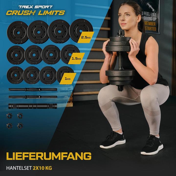 Actual product image Trex Sport Hanteln Set mit Verbindungsrohr (20kg-40kg)