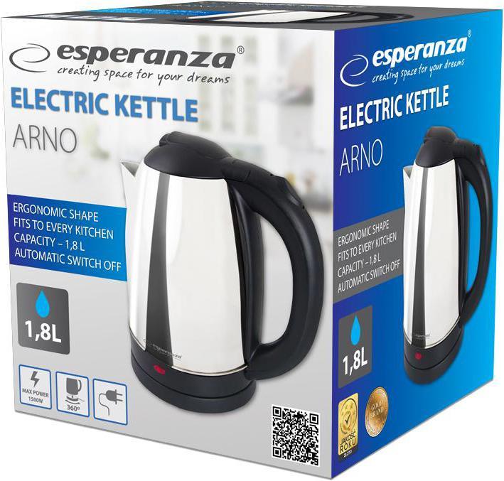 Image du produit Esperanza EKK035S Electric kettle 1.8 L 1500 W Silver (1.80 l)