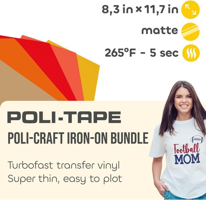 Produktbild Poli-tape Aufbügelfolie Sommer A4, mehrfarbig, 5 Stück (140 g/m², 5x)