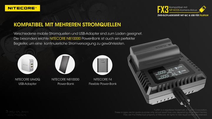 Image du produit Nitecore FX3 - für Fuji Cameras (Chargeur de batterie d'appareil photo)