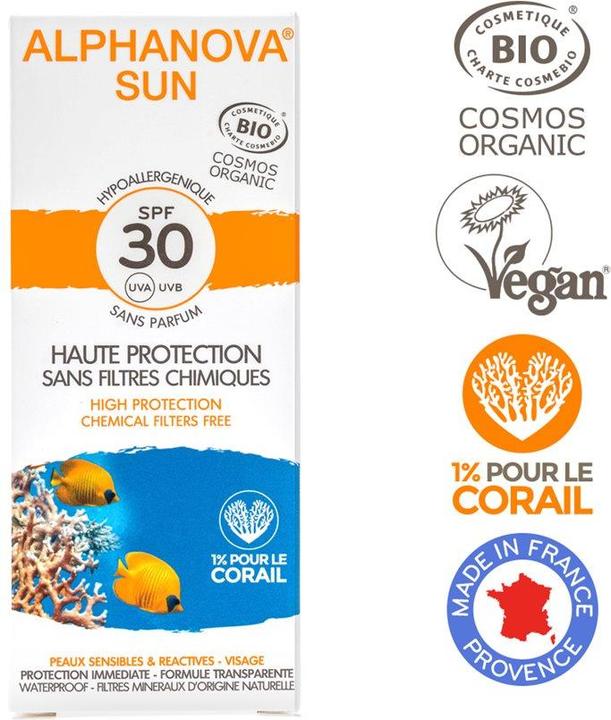 Actual product image Alphanova SUN cream organic hypoallergenic SPF30+ without perfume cream (Suntan cream, SPF 30, 50 ml, 500 g)