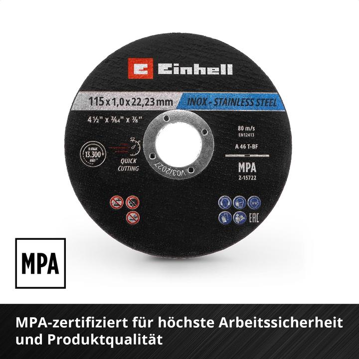 Actual product image Einhell Trennscheiben, 711527, 115x1,0 mm, 100 Stück