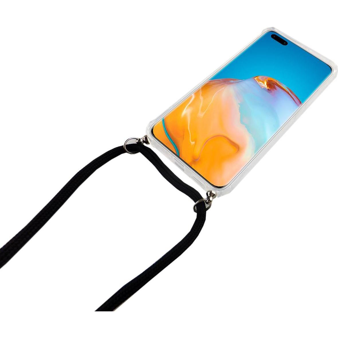 Thumbnail - König Design Huawei P40 Lite Handykette Hülle mit Band Case zum umhängen mit Kordel Schwarz, Handykette, Transparent