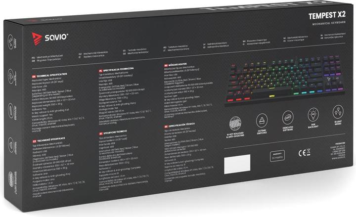 Actual product image Savio Savgk-Tempest X2 Red (Eng. Int., Cable)