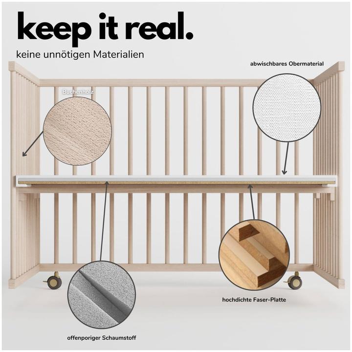 Actual product image Sämann Premium playpen with rungs (100 cm, Beech)