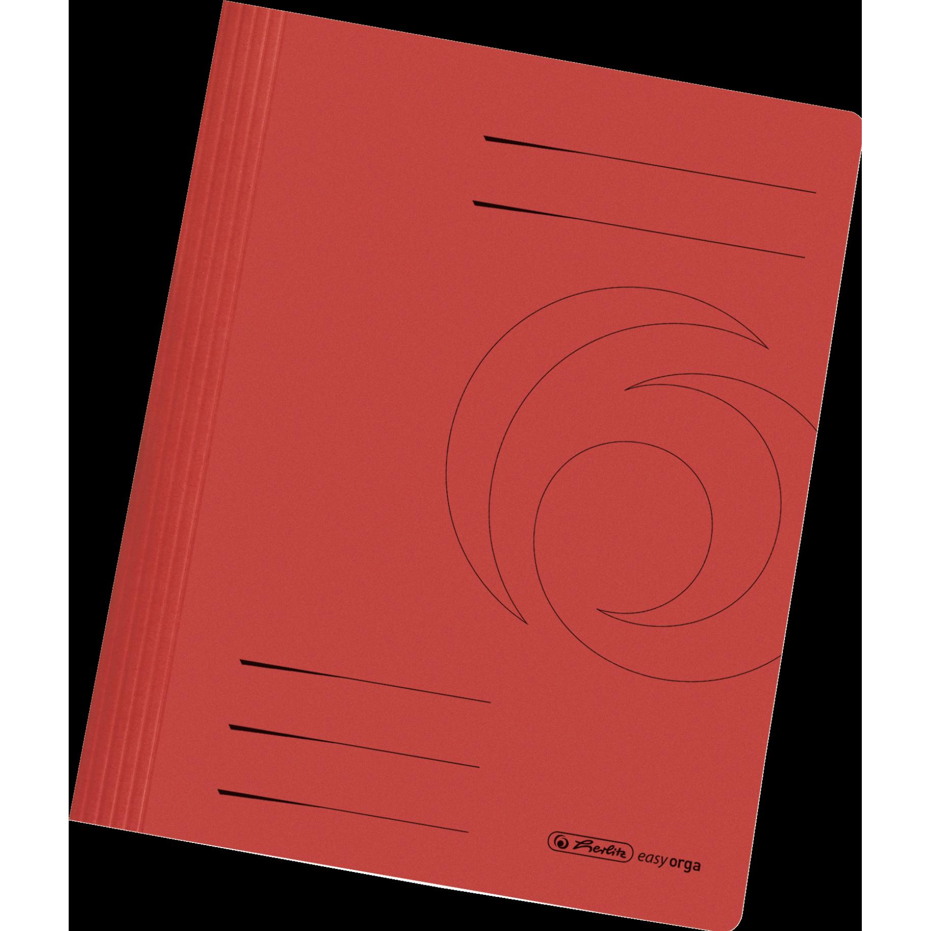 Thumbnail - Herlitz, Mappe, Schnellhefter easyorga, DIN A4, Manilakarton, rot 240 g-qm, gebrauchsfertig gefaltet, Metelldeckleis (A4...