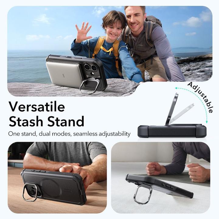 Produktbild ESR Cyber Tough Magnetic Case (Camera Control, Stash Stand), for iPhone 17, Black (Apple iPhone 17)