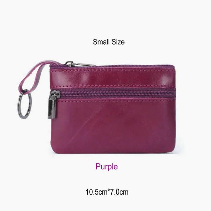 Immagine prodotto Only-Bags.Store Portamonete vintage in pelle di cavallo pazzo Portamonete con zip in vera pelle con chiave retrò