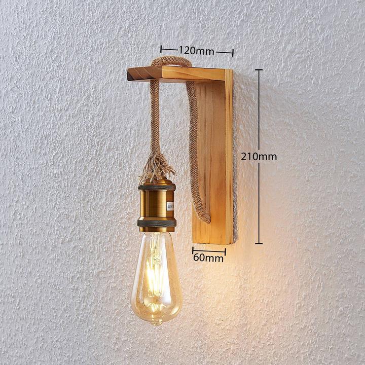 Produktbild Lindby Helou Holz-Wandlampe mit sichtbarer Fassung (E27)