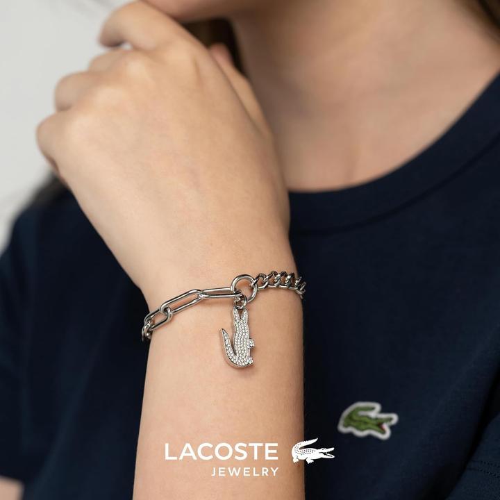 Actual product image Lacoste - Women's Steel Bracelet with Crocodile Crystals 2040146 (Stainless steel)