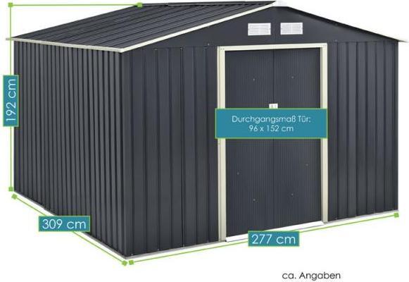 Actual product image Juskys Metal tool shed with pitched roof