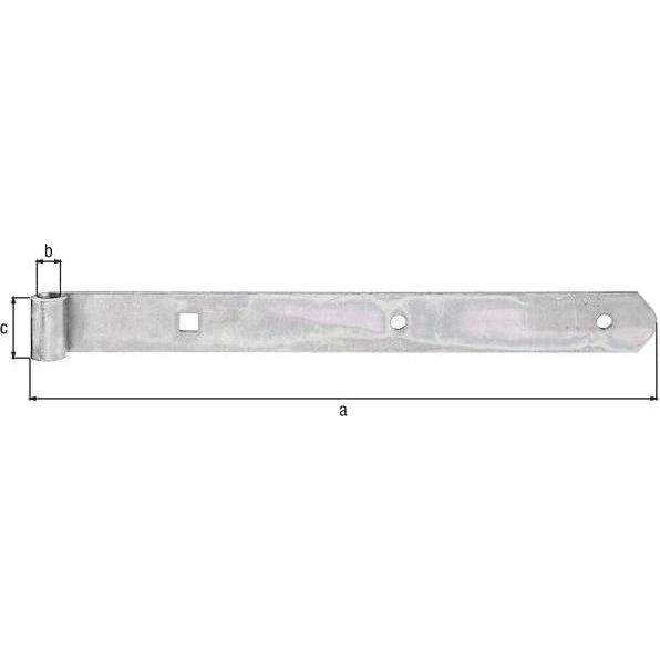 Thumbnail - GAH, Türbeschlag + Scharnier, Ladenband Länge 300 x 10 x 30 mm Stärke 3 mm Stahl galv. verz. dickschichtpassiviert Ø 10 ...