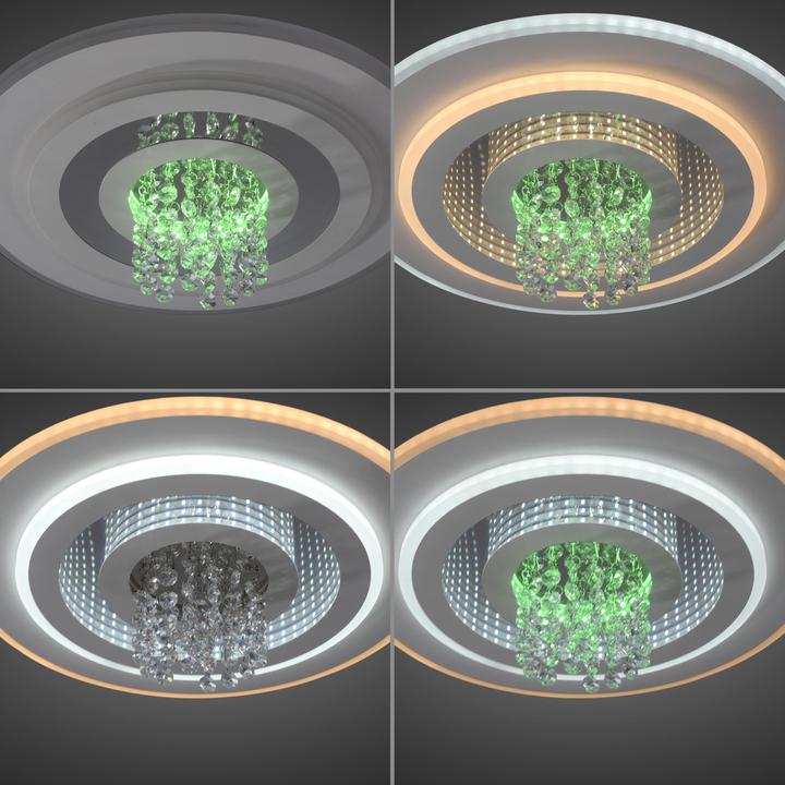 Actual product image Just Light Deckenlampe TOLAGO RGB Kristall Prismen weiss, dekorativ Lichteffekt RGB (2800 lm)